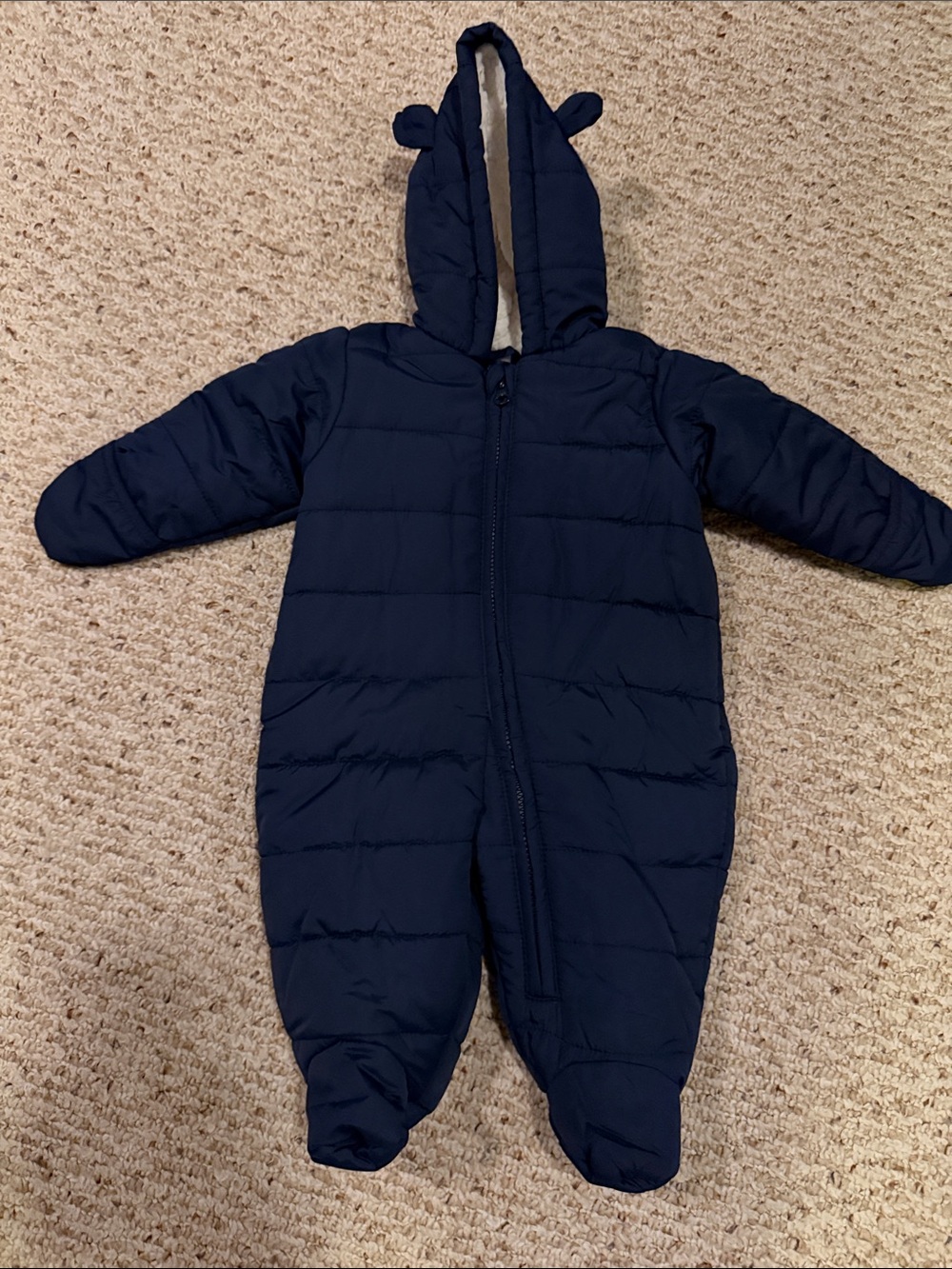 The Children's Place Navy Puffer Footed One-Piece with Hood